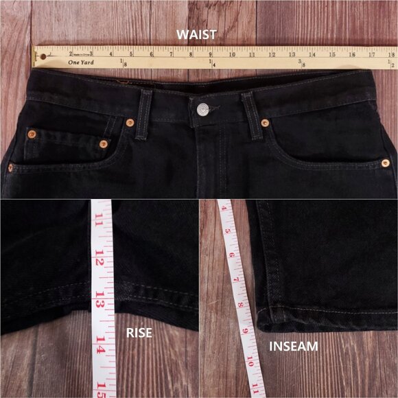 Vintage 90s Levis 550 Relaxed Fit Mens 34 Black Denim Shorts Red Tab USA Made - Picture 14 of 14